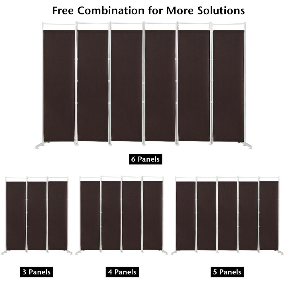 Costway 6 Panel Adjustable Foot Pads Coffee Room Divider Image 6