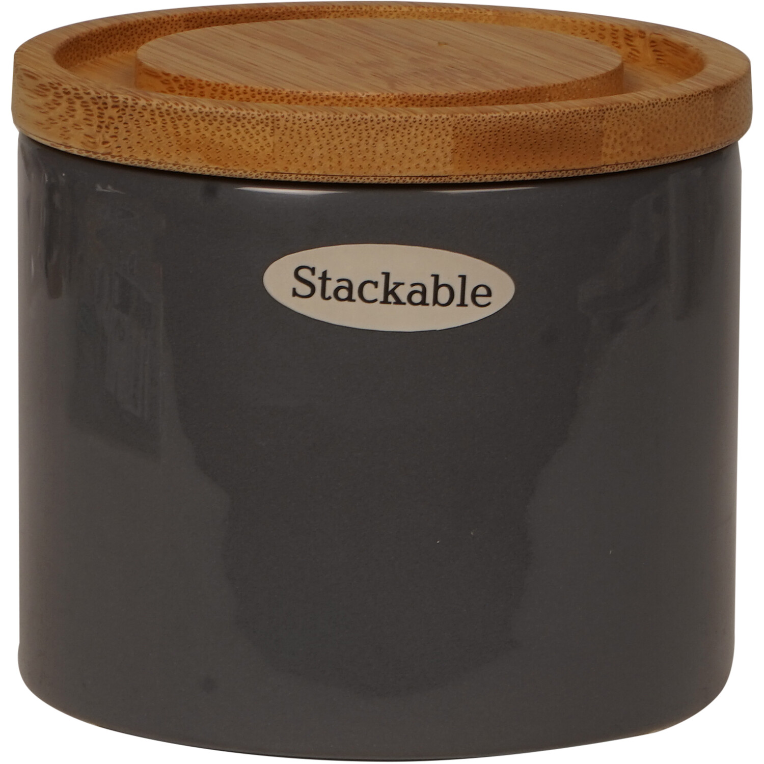 Dark Grey Stackable Canister with Bamboo Lid Image