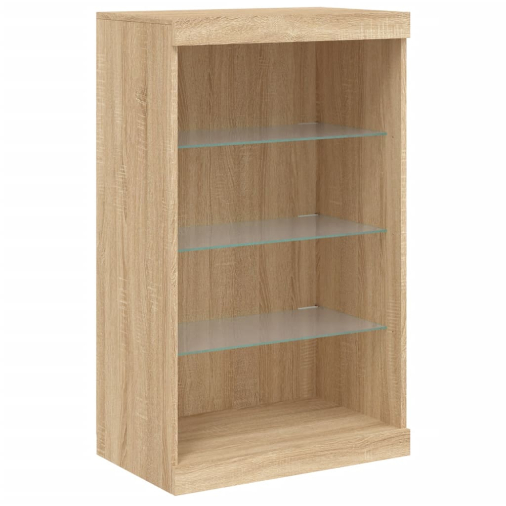 vidaXL 4 Door 8 Shelf Sonoma Oak Sideboard with LED Lights Image 9
