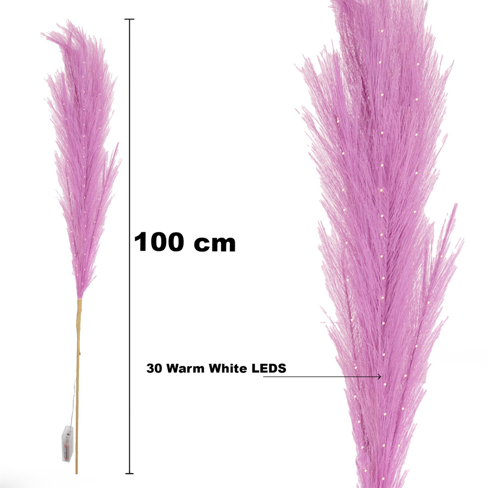 Shatchi Pre Lit Pink Pampas Grass 100cm Image 5