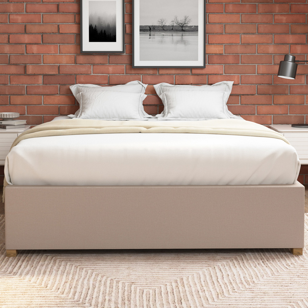 Aspire Furniture Double Off White Eire Linen Platform Ottoman Bed Image 1