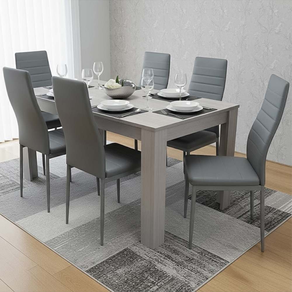 Portland Kosy Koala 6 Seater Modern Dining Set Grey Image 1