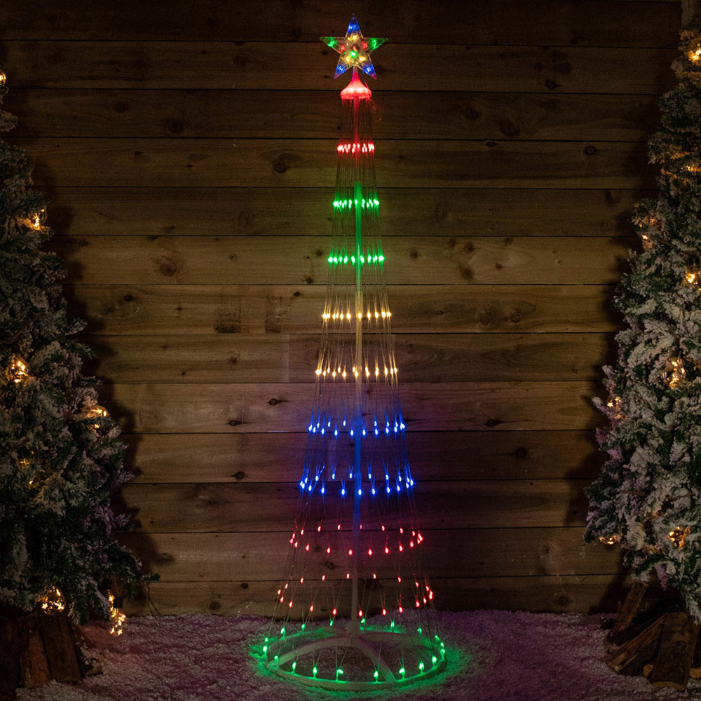 Samuel Alexander Multicolour LED Light Up Christmas Cone Tree 5.9ft Image 1