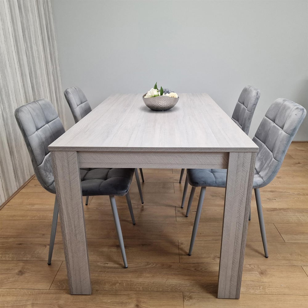Portland 4 Seater Velvet Dining Set Grey Image 4