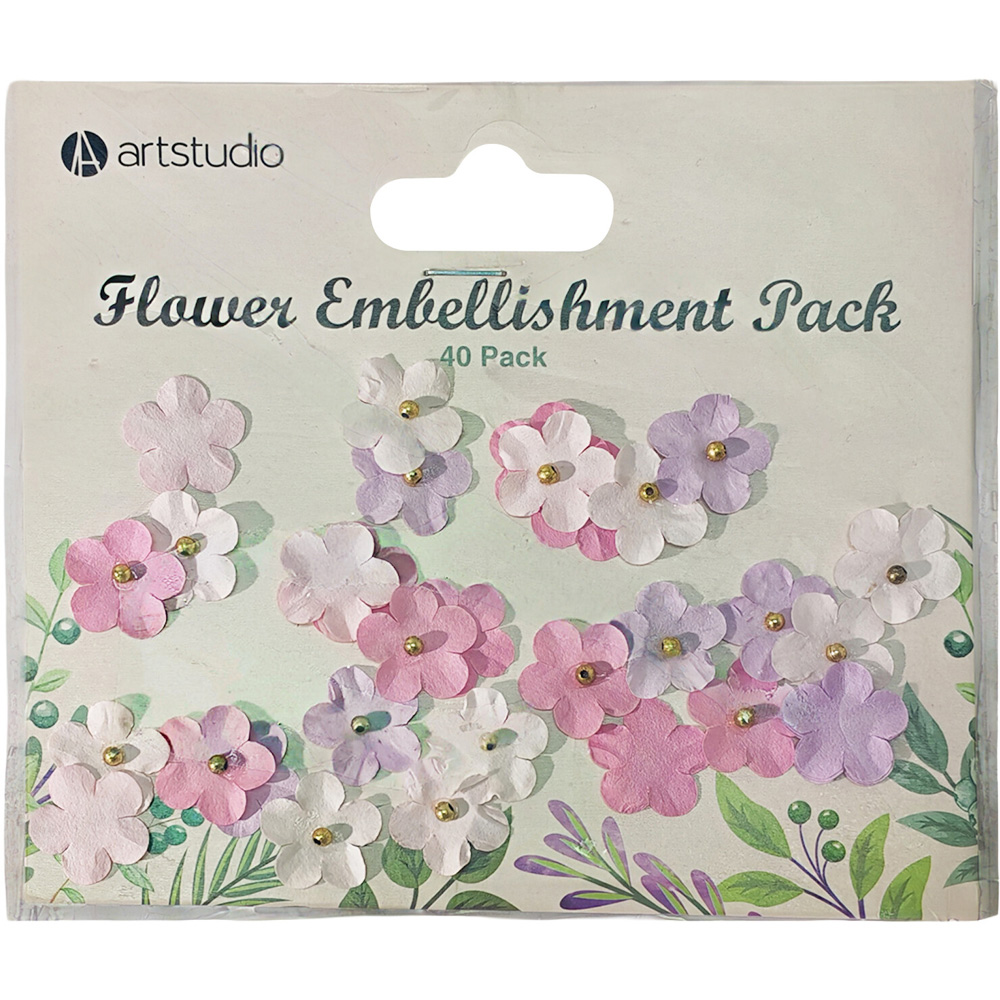 Pack of 40 Decorative Flower Embellishments Image 9