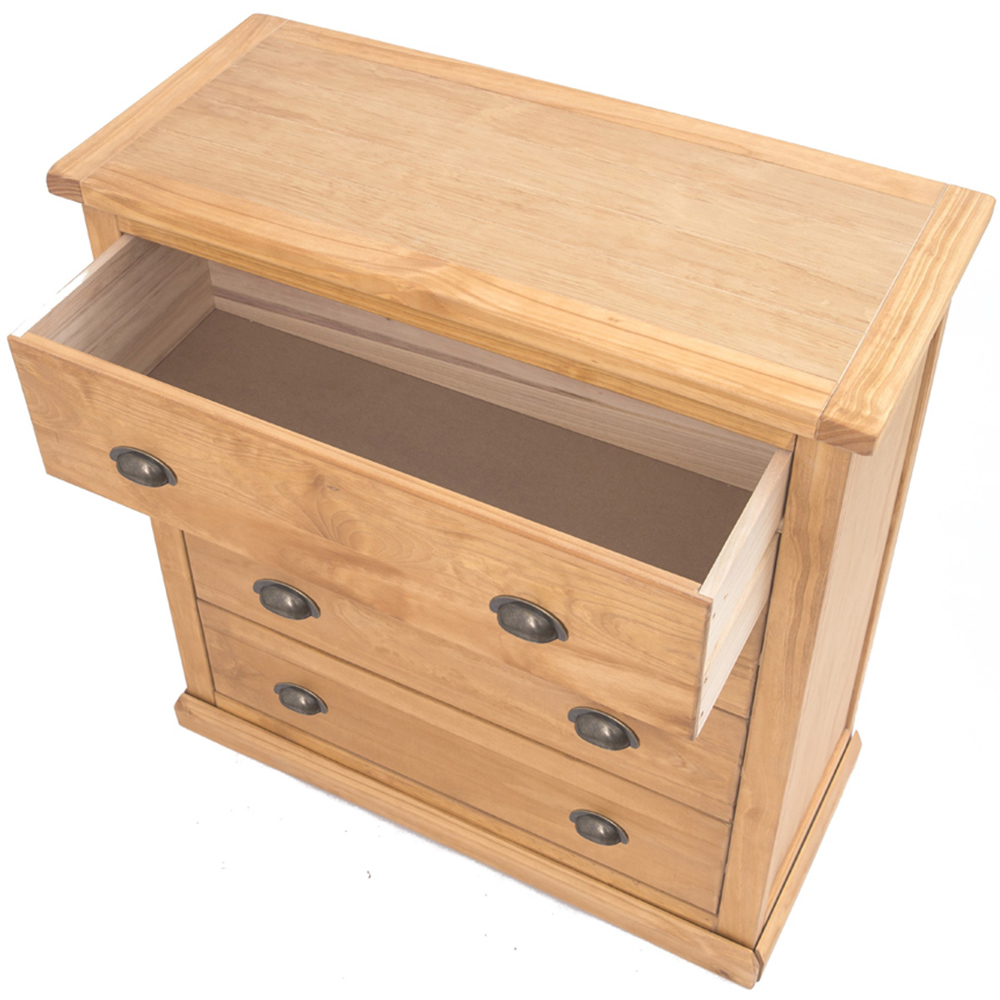 Lucca 4 Drawer Antique Wax Finish Chest of Drawers with Brass Cup Handles Image 4