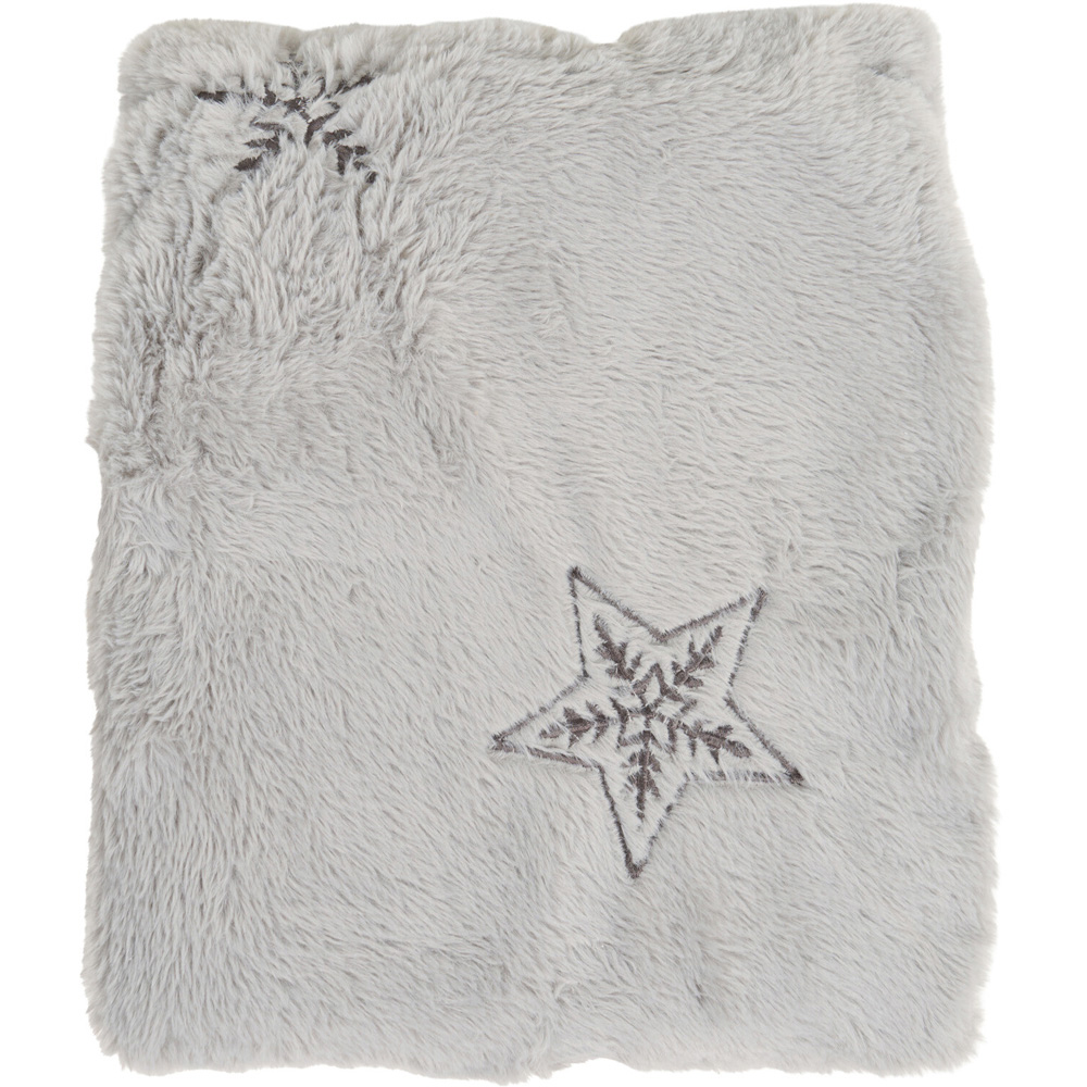 Star Embroidered Faux Fur Throw Silver Image 2