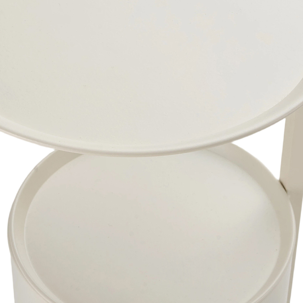 Living and Home Cream White Round Storage Side Table Image 3