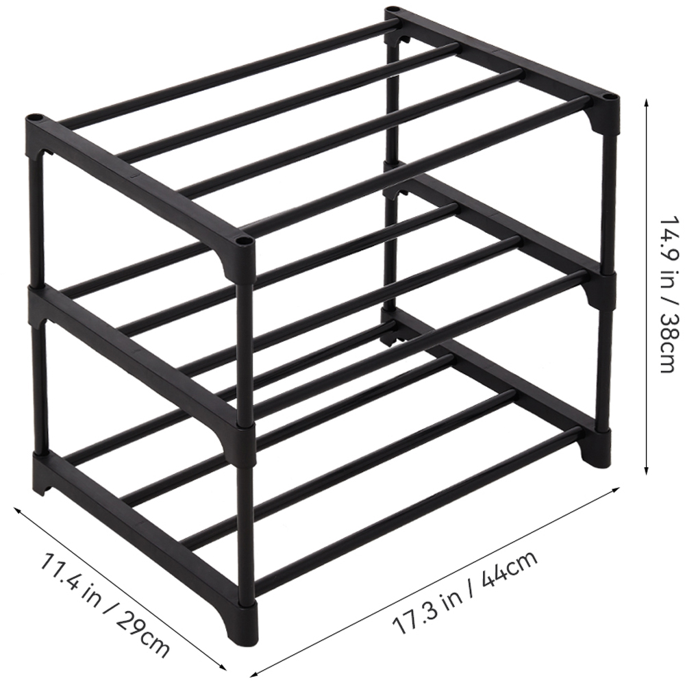 H&O Direct 2 Shelf Black Detachable Metal Shoe Rack Image 6