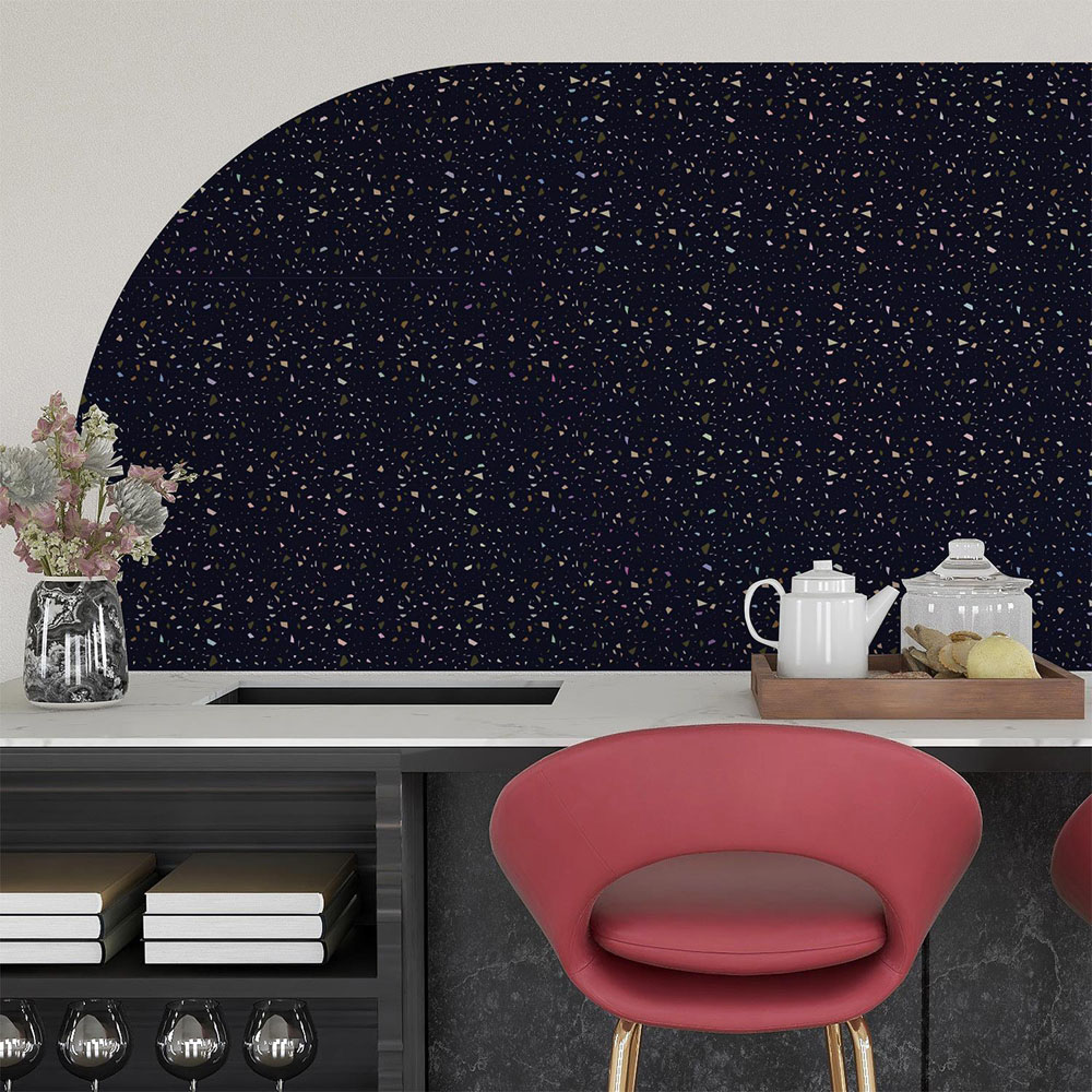 Walplus Dark Blue and Metallic Silver Self Adhesive Tile Sticker 24 Pack Image 1