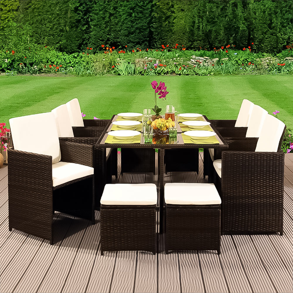 Brooklyn Cube Brown 6 Seater Garden Dining Set Image 1