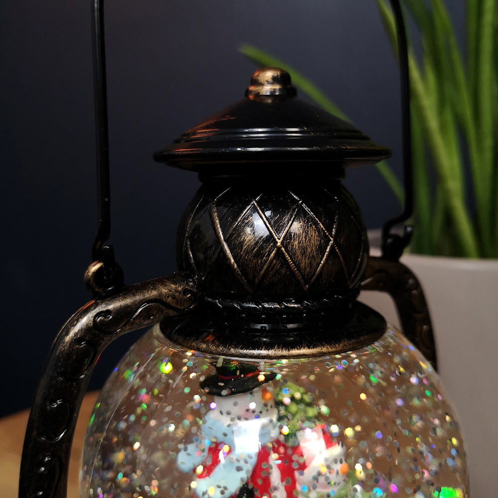 Samuel Alexander Snowy Snowman LED Christmas Water Spinner Antique Lantern 20cm Image 2