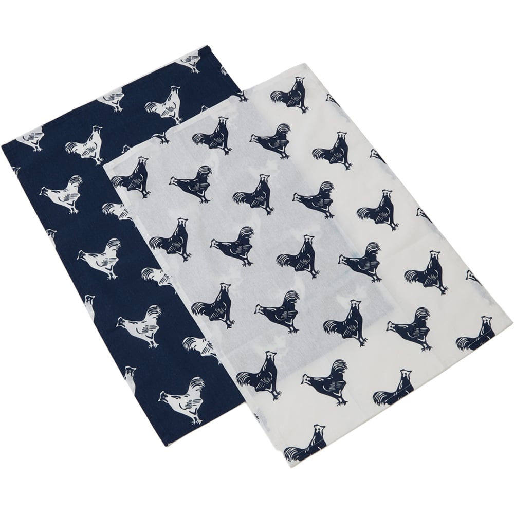 Highlands Homeware Cockerel Print Cotton Tea Towels 2 Pack Image 1