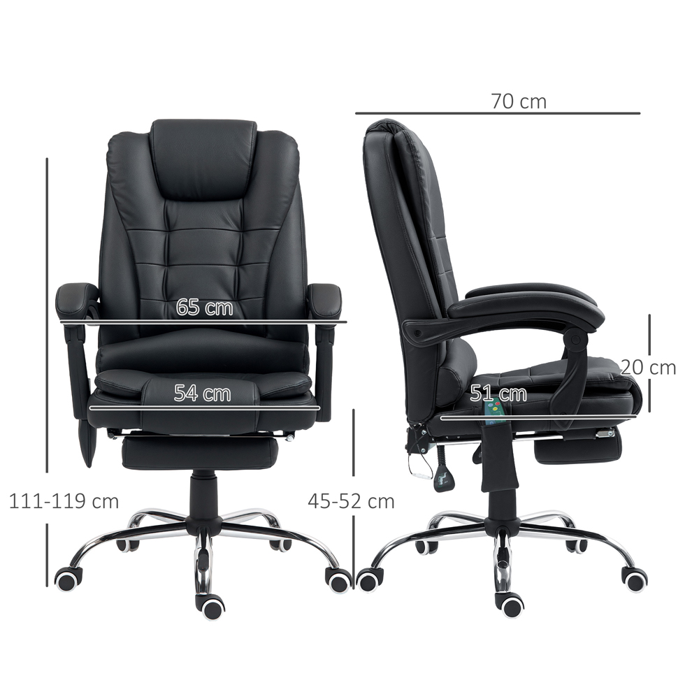 Portland Black PU Leather Ergonomic Vibration Massage and Heat Executive Office Chair Image 9
