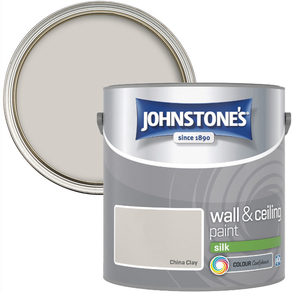 Johnstone's Walls & Ceilings China Clay Silk Emulsion Paint 2.5L Image 1