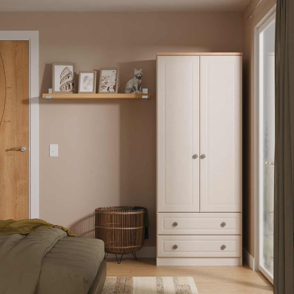 Crowndale Norfolk 2 Door 2 Drawer Kashmir Ash and Bardolino Oak Wardrobe Ready Assembled Image 8