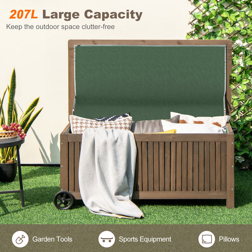 Costway Brown Wooden Deck Box 207L Image 7