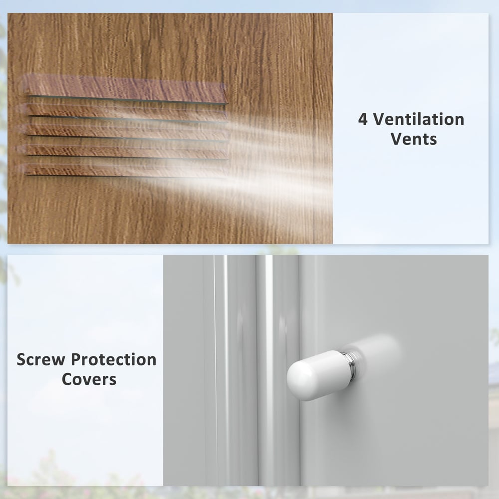 Outsunny 6.5 x 3.5ft 2 Door Brown Wood Effect Metal Garden Shed Image 6