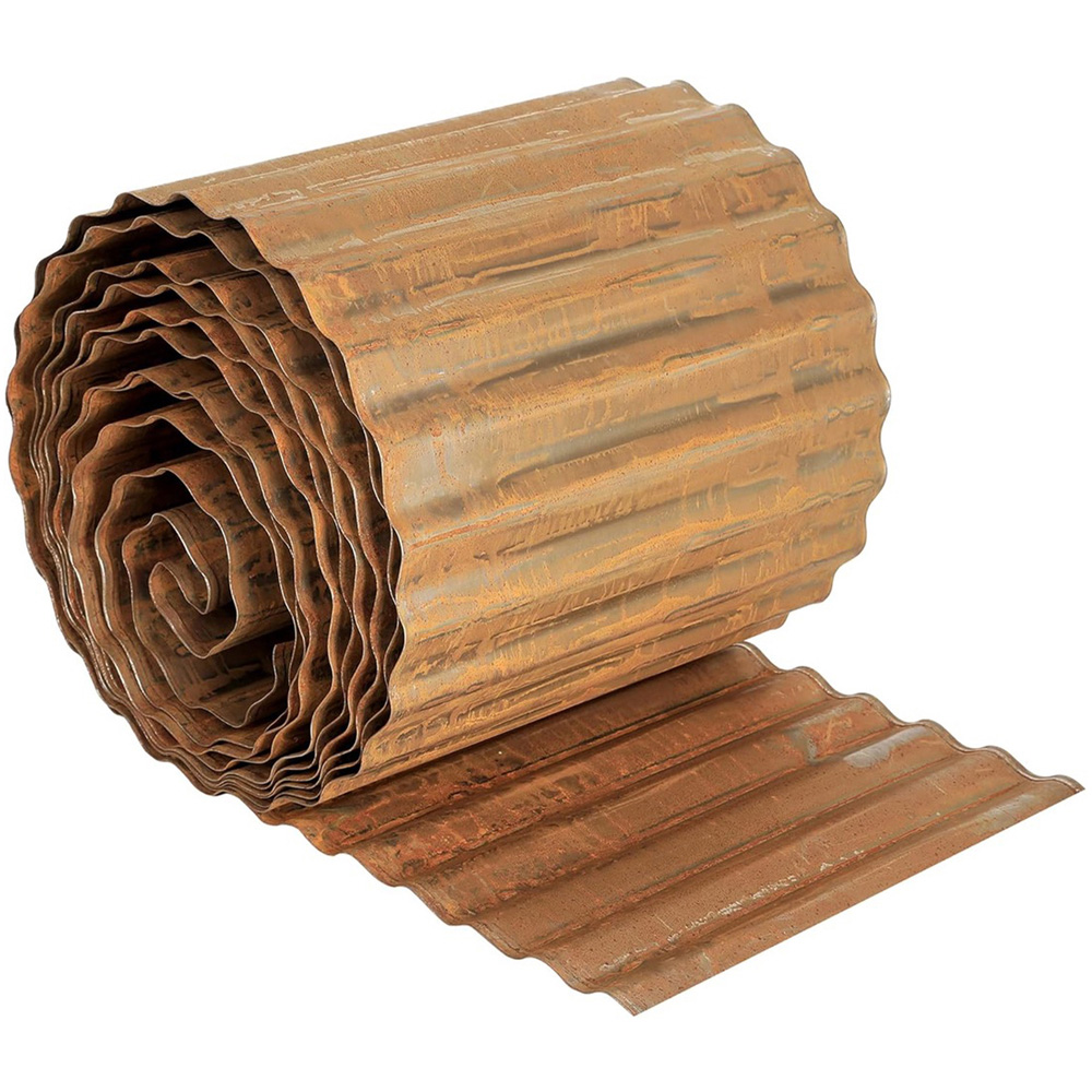 Nicoman Pre Rust Corrugated Metal Lawn Edging Garden Border Roll 5m Image 3