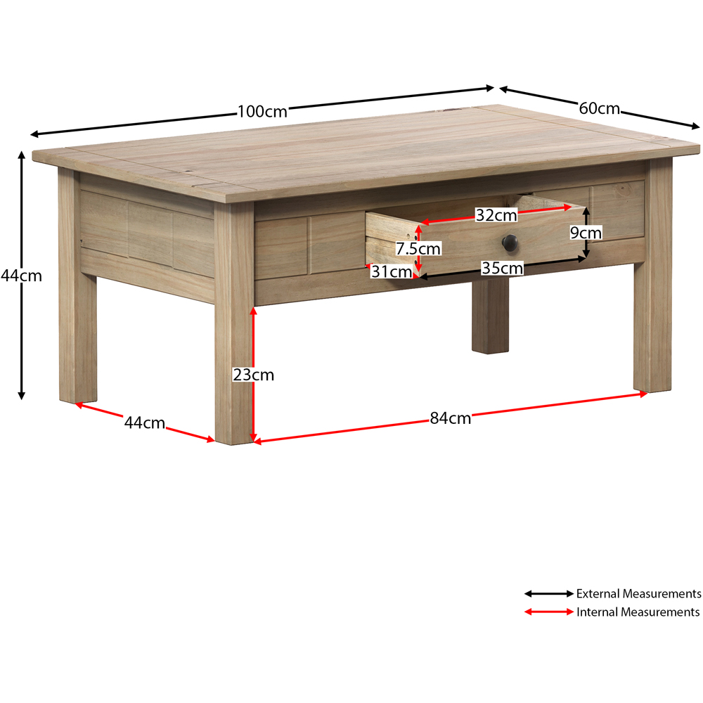 Vida Designs Panama Single Drawer Oak Coffee Table Image 8