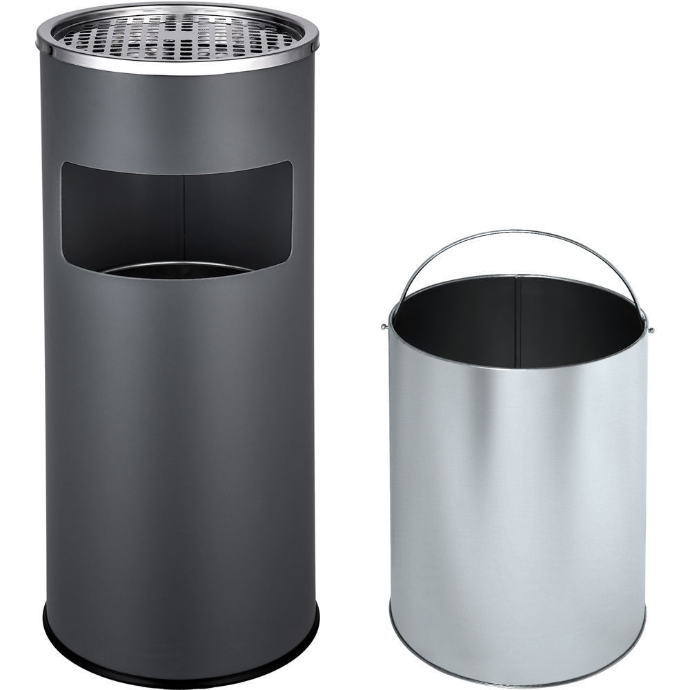 tectake Anthracite Ashtray with Bin Image 2