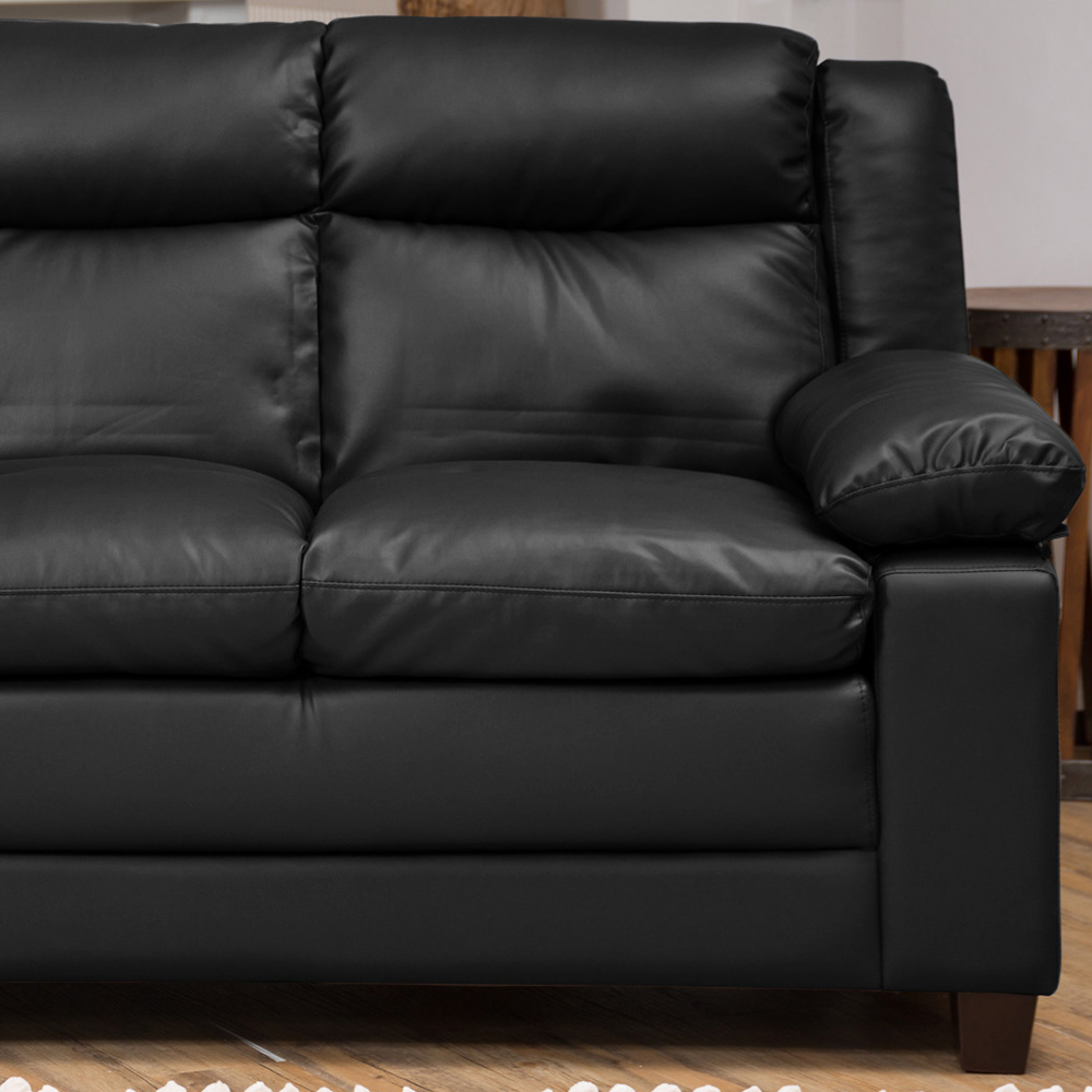 Standish 2 Seater Black Bonded Leather Sofa Image 3
