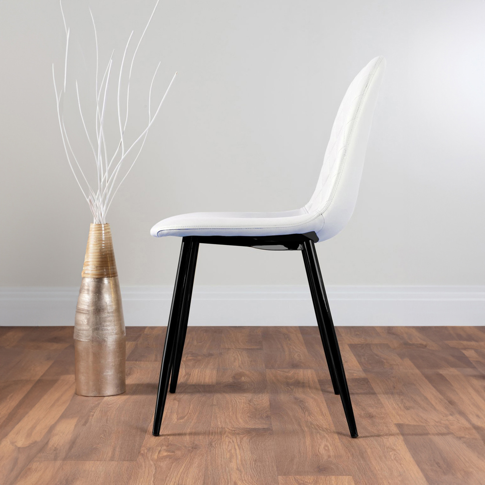 Furniturebox Arona Solara 6 Seater Round Dining Set White Gloss and Black Image 4