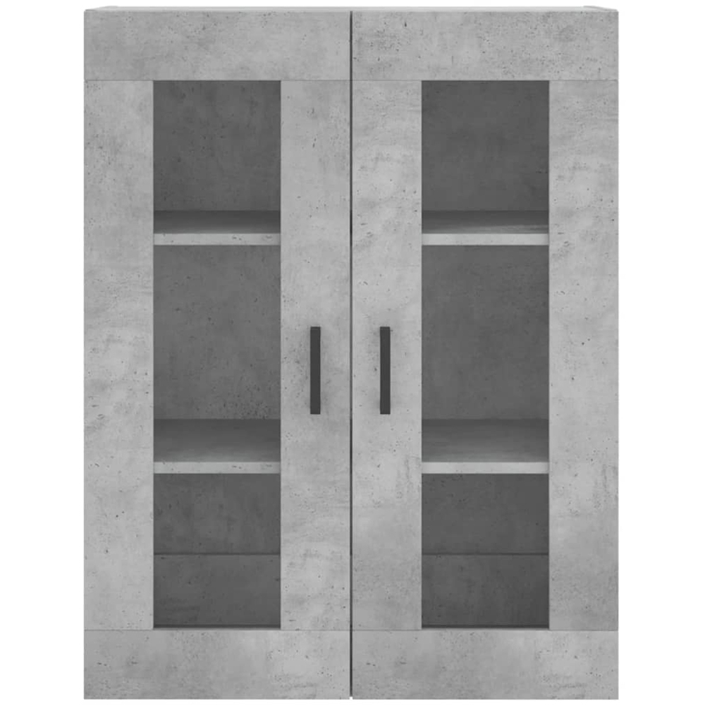 vidaXL 2 Glass Door 3 Shelf Concrete Grey Highboard with Black Handle Image 6