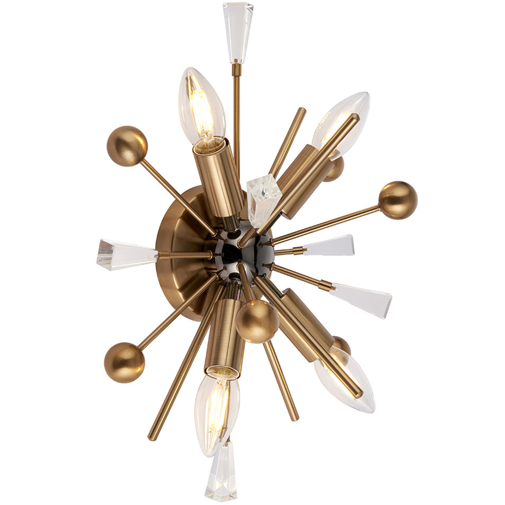 Merano Taormina Clear Glass Aged Brass and Black 4 Light Wall Lamp Image 3
