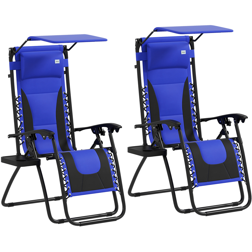Outsunny Blue Zero Gravity Folding Reclining Chair Set of 2 Image 2