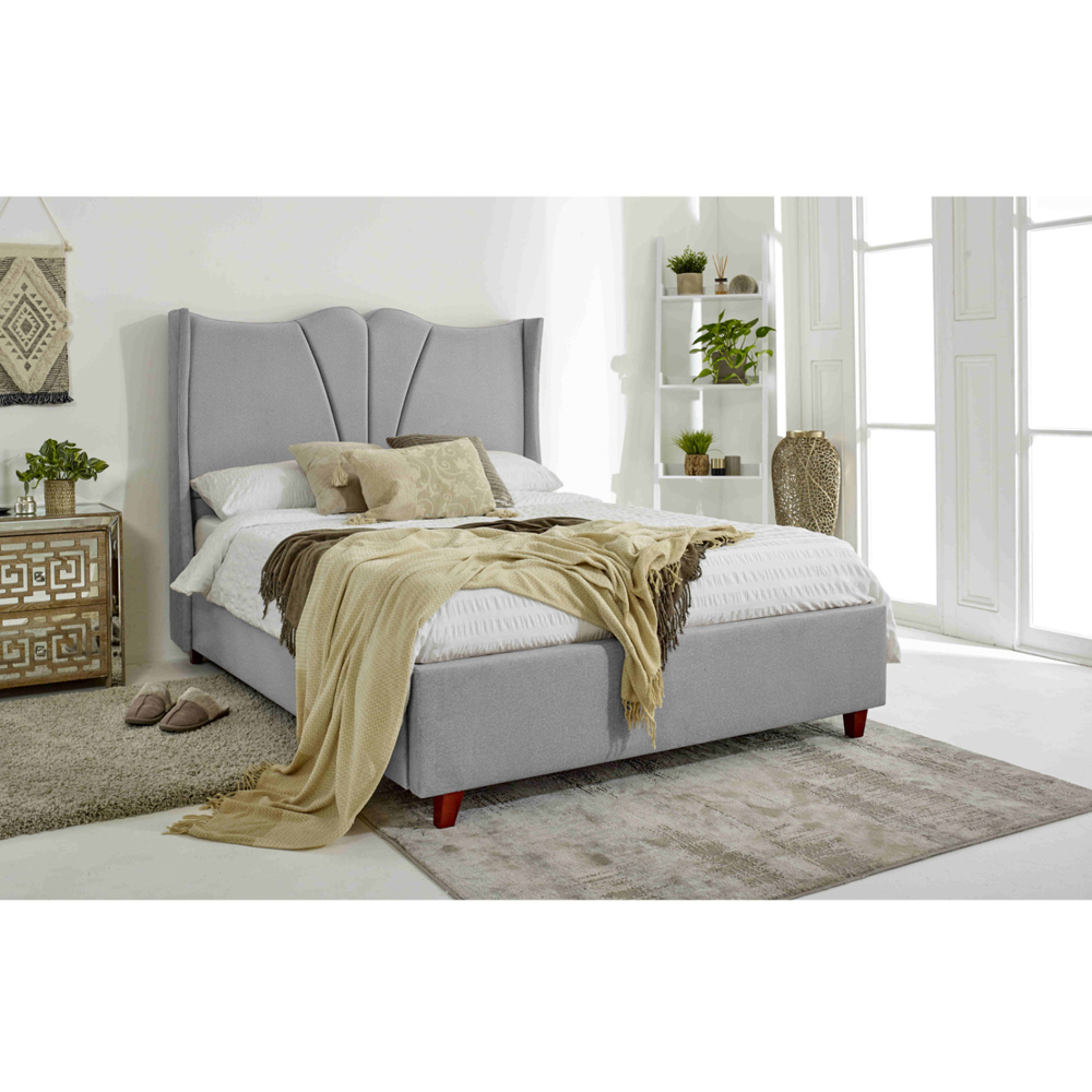 Eleganza Florentine Double Silver Arlington Fabric Bed Frame with Winged Headboard Image 6