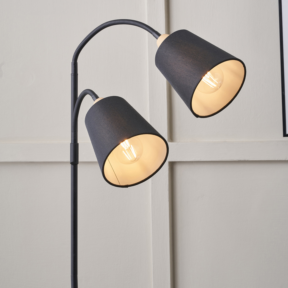 Pacific Lifestyle Juna 2 Way Black Metal and Natural Wood Floor Lamp Image 3