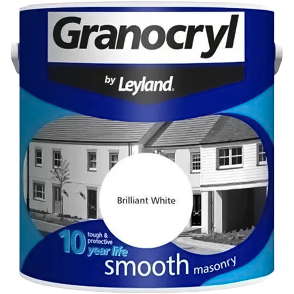 Leyland Granocryl Exterior Walls Brilliant White Smooth Masonry Paint 2.5L Image 2