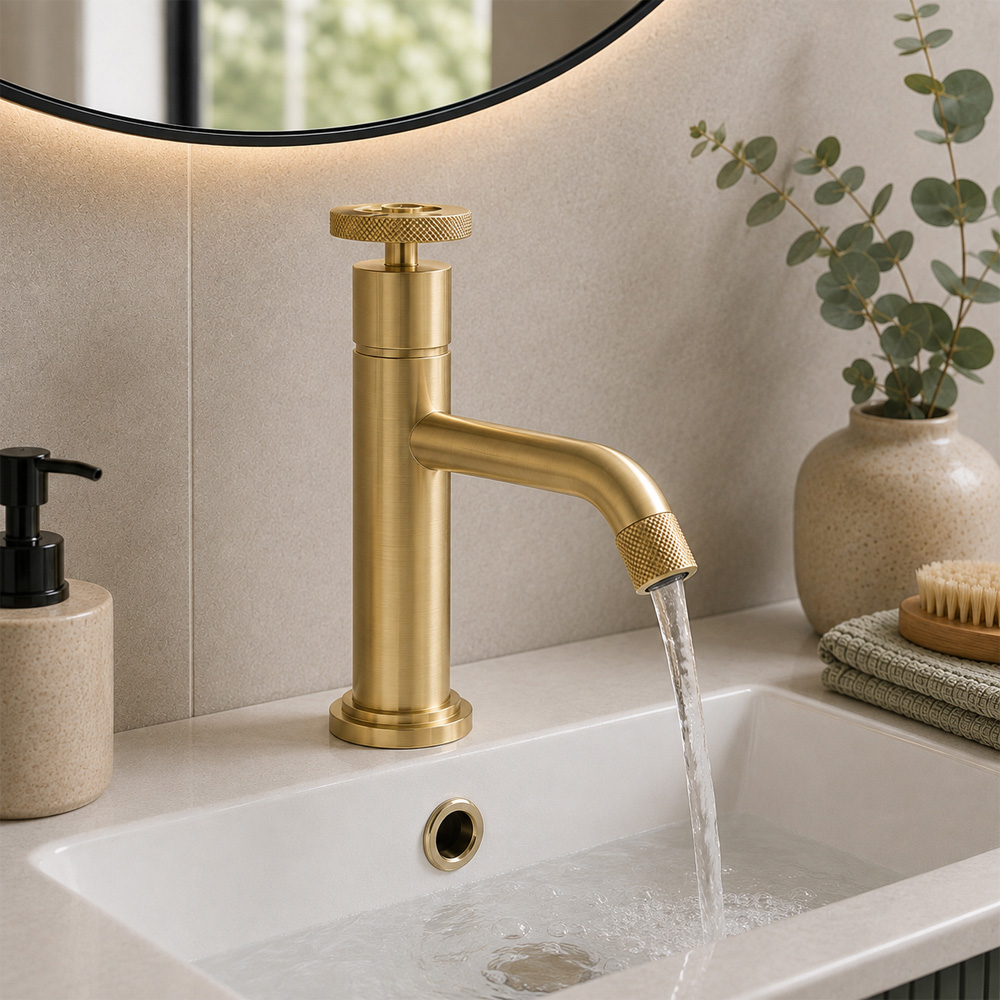 Go Bathrooms Urban Brushed Gold Mono Basin Mixer Tap Image 2