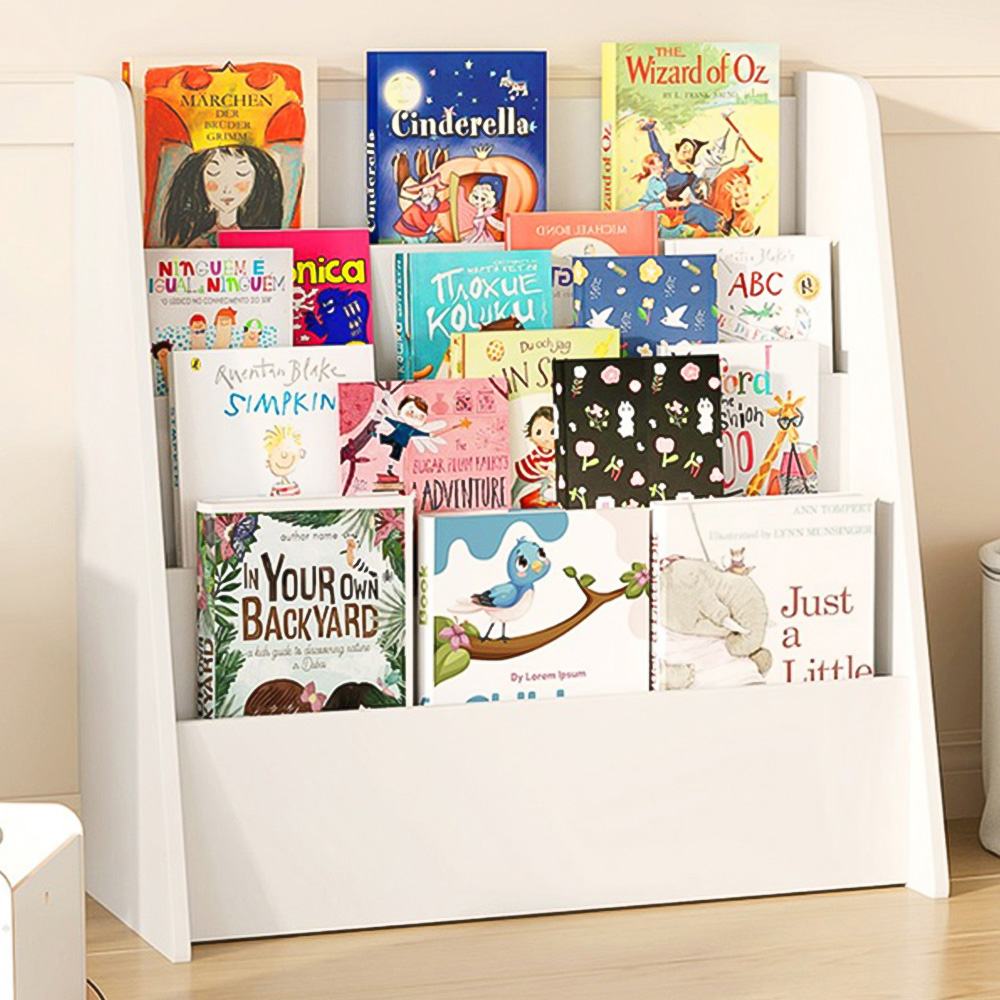 Costway 4 Tier White Kids Bookshelf Image 1
