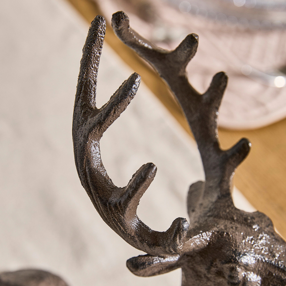 Dibor Antique Brown Cast Iron Stag Wine Bottle Holder Image 3