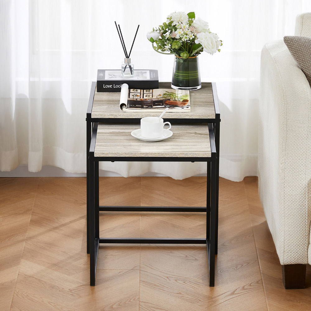 VIDA DESIGNS Brooklyn Grey Nest of Tables Set of 2 Image 4