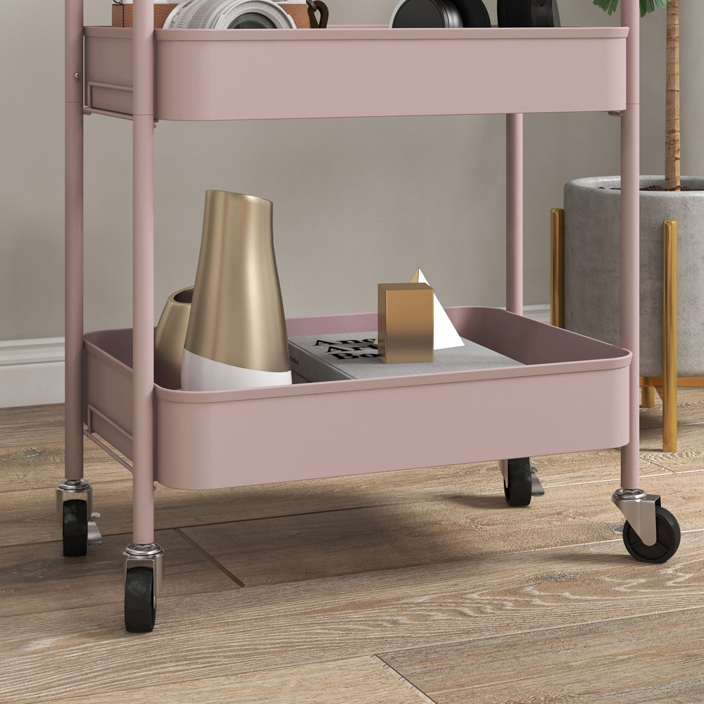 HOMCOM 3-TierPink Rolling Utility Cart Image 5