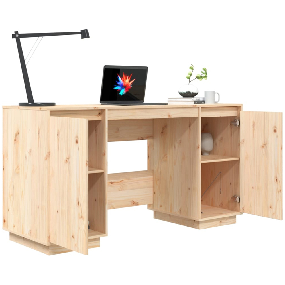vidaXL Modern Pine Wood Desk White Image 4