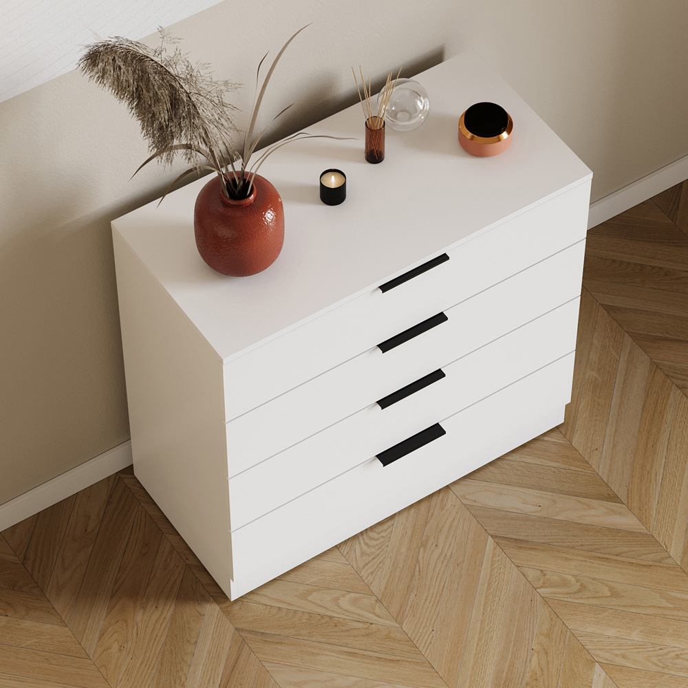 VIDA DESIGNS Trega 4 Drawer White Bedside Cabinet Image 4