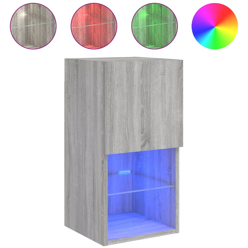 vidaXL Single Door 2 Shelf Grey Sonoma TV Cabinet with RGB LED Lights Image 7