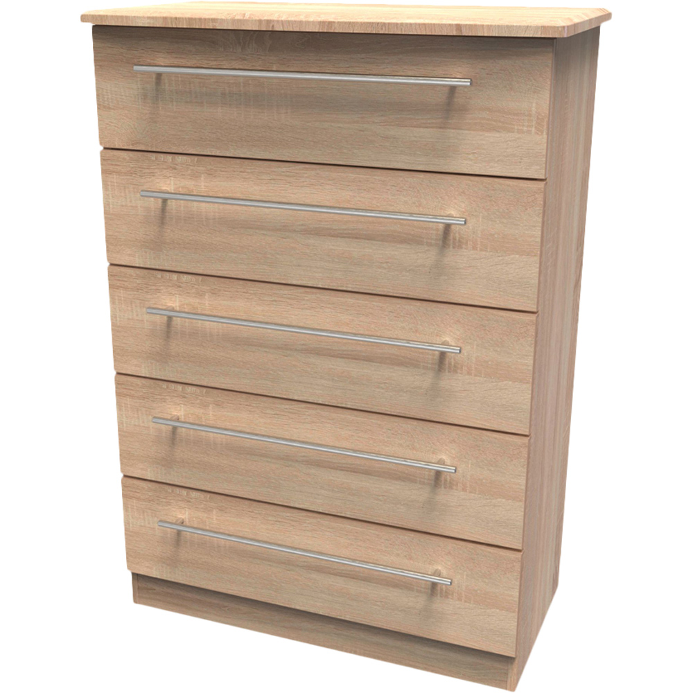 Crowndale Sherwood 5 Drawer Bardolino Oak Chest of Drawers Image 4