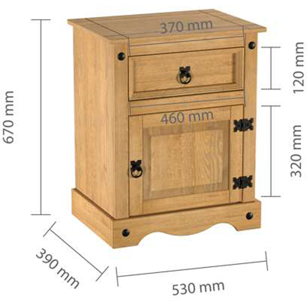 Corona Single Door Single Drawer Large Bedside Table Image 7
