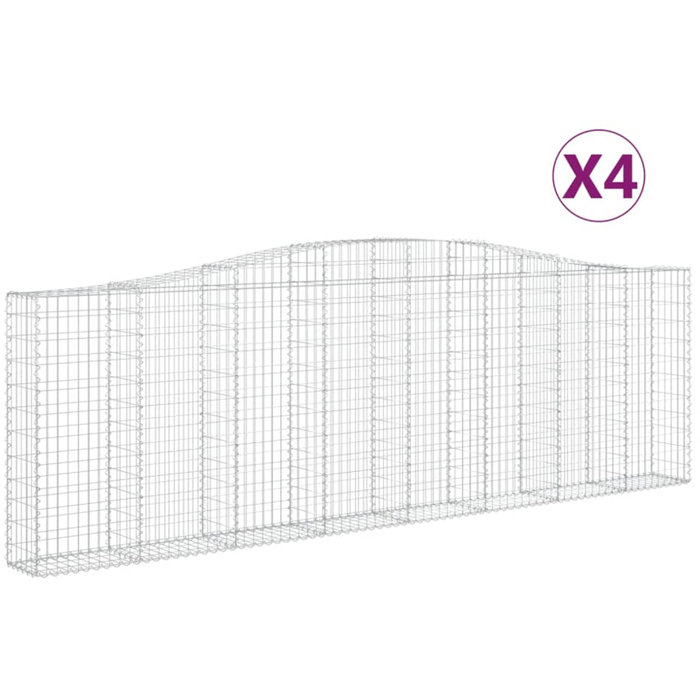 vidaXL Silver Galvanised Iron Arched Gabion Basket 400 x 30 x 120/140cm 4 Pack Image 2