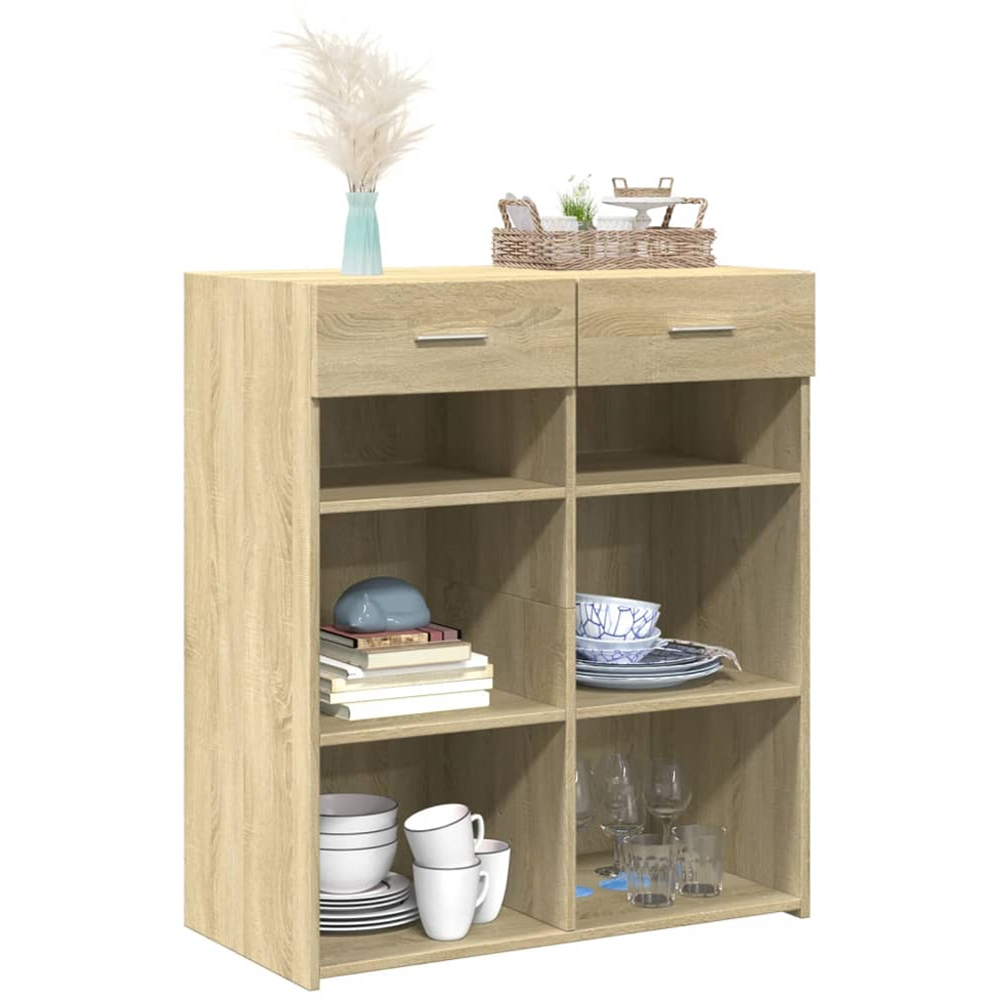 vidaXL 2 Drawer 6 Shelf Sonoma Oak Sideboard Image 3