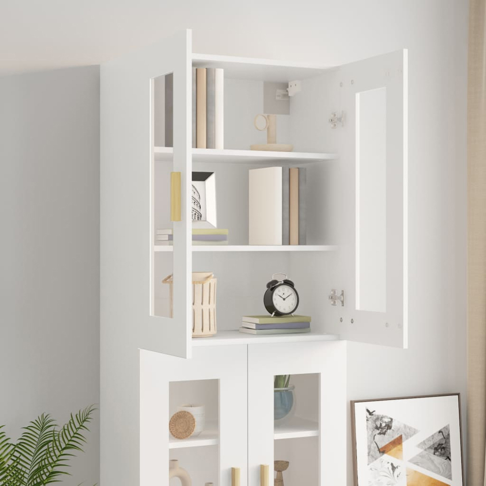 vidaXL 2 Door 3 Shelf White Hanging Wall Cabinet Image 8