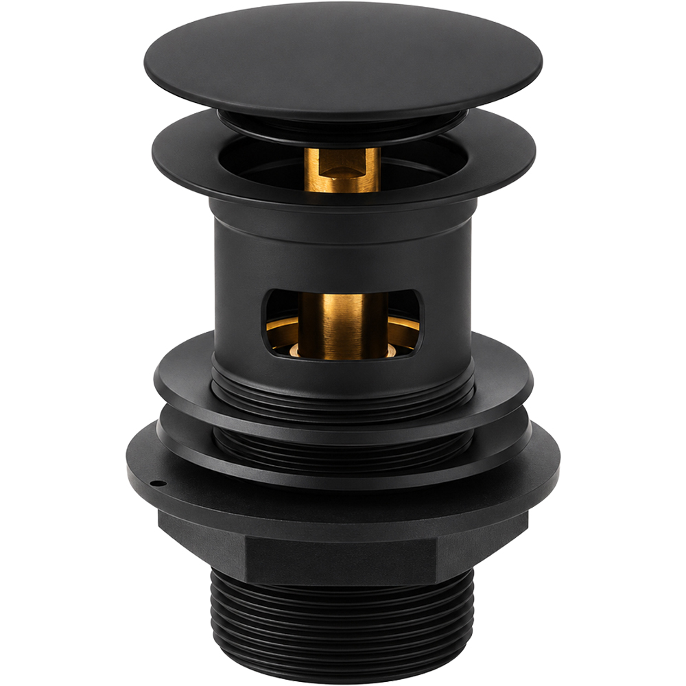 Go Bathrooms Matt Black Slotted Click Clack Basin Waste Image 1