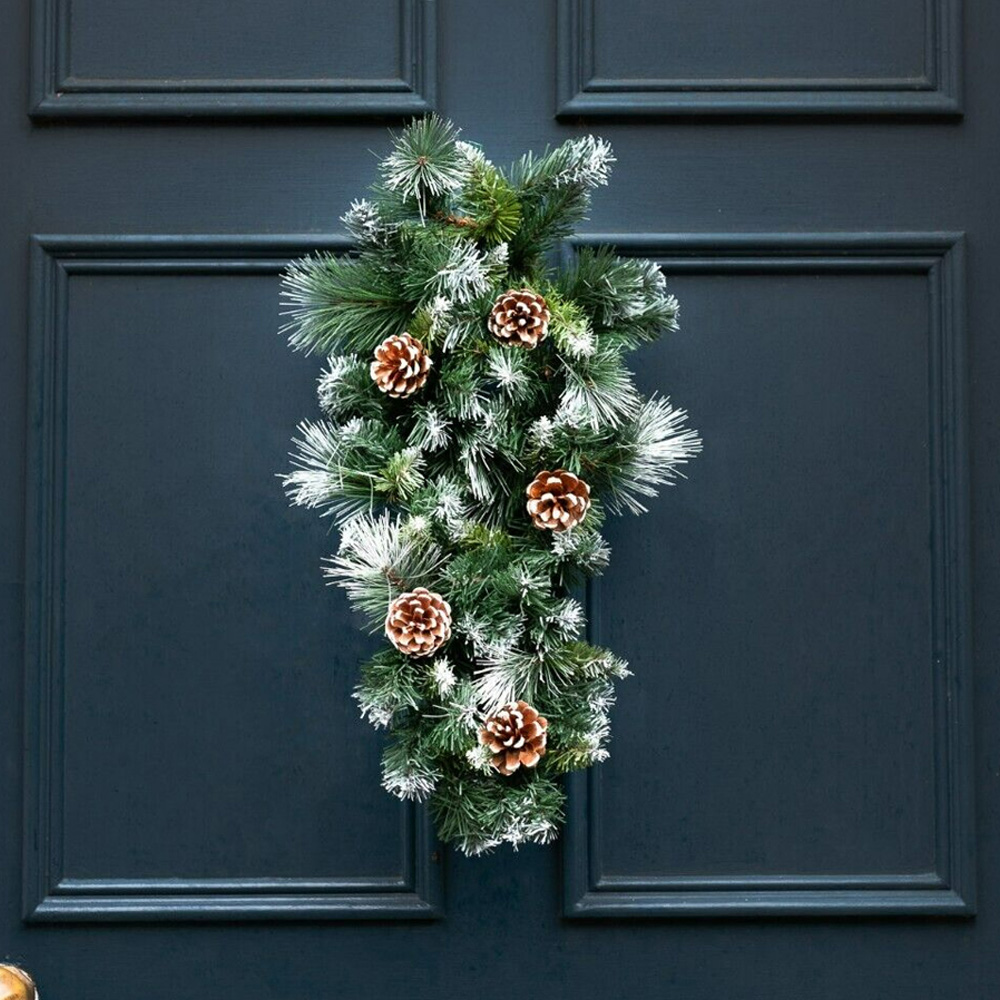 Marco Paul Green Frosted Glacier Christmas Garland with Pinecones 90cm Image 3