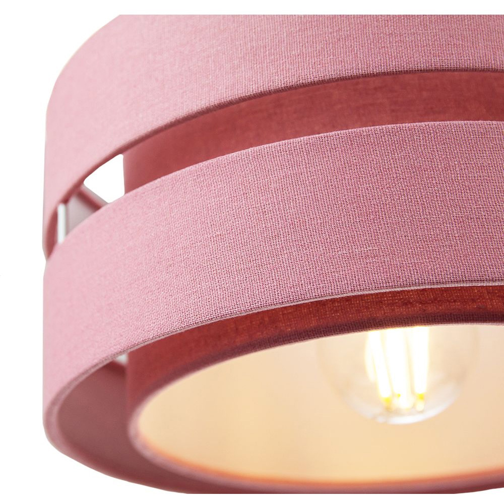 Happy Homewares 3 Tier Pink Linen Fabric Ceiling Pendant Light Shade Image 3