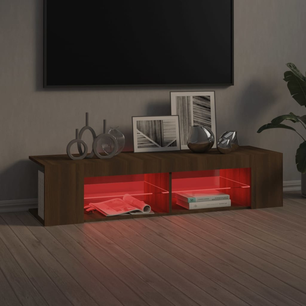 vidaXL 4 Shelf Brown Oak LED TV Cabinet Image 8